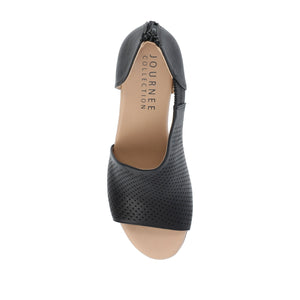 ARETHA WEDGE HEEL SANDALS IN VEGAN LEATHER - Black PU