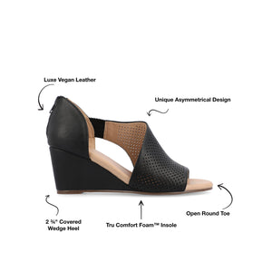 ARETHA WEDGE HEEL SANDALS IN WIDE - Black PU