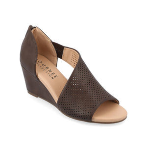 ARETHA WEDGE HEEL SANDALS IN VEGAN LEATHER - Brown PU