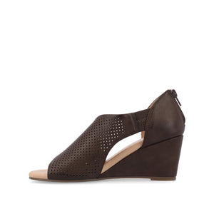 ARETHA WEDGE HEEL SANDALS IN VEGAN LEATHER - Brown PU