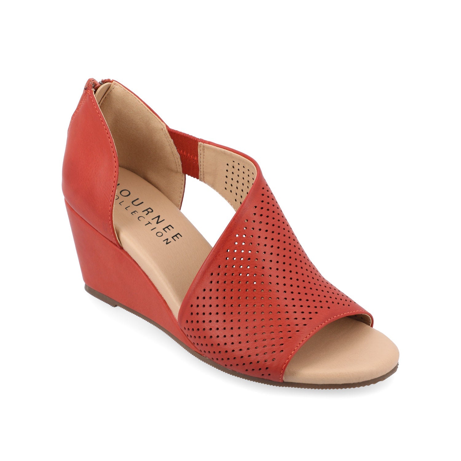 ARETHA WEDGE HEEL SANDALS IN VEGAN LEATHER - Rust PU