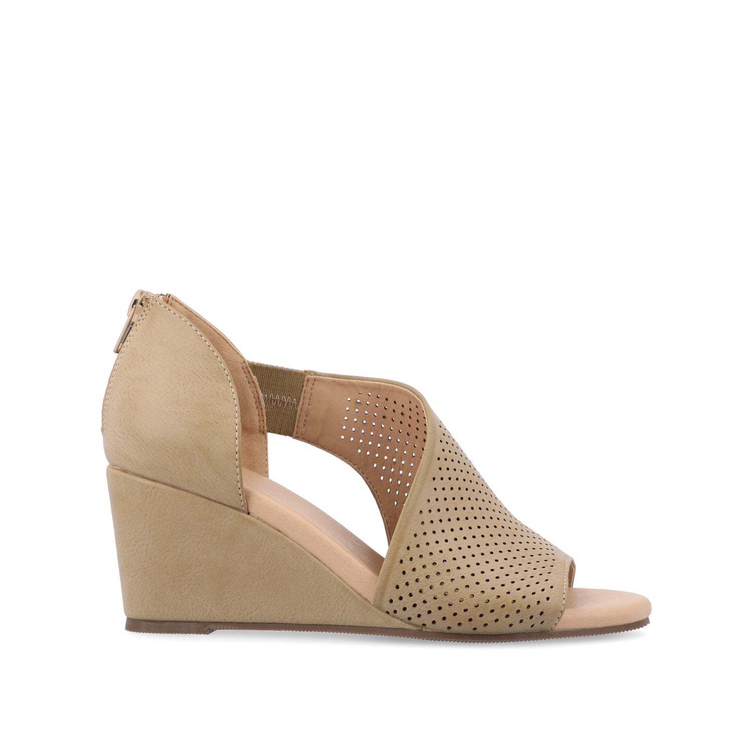 ARETHA WEDGE HEEL SANDALS IN VEGAN LEATHER - Tan PU