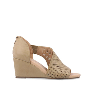 ARETHA WEDGE HEEL SANDALS IN VEGAN LEATHER - Tan PU