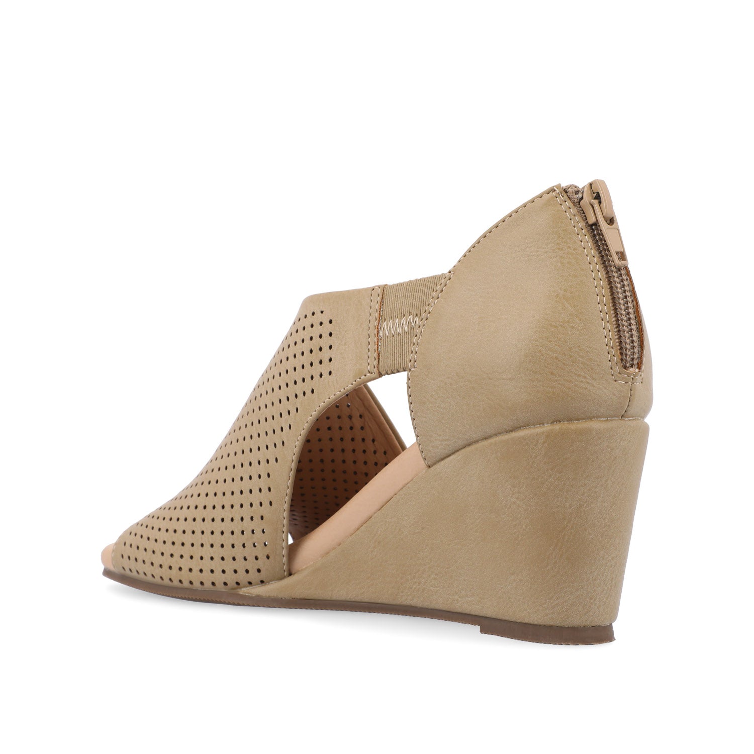 ARETHA WEDGE HEEL SANDALS IN VEGAN LEATHER - Tan PU