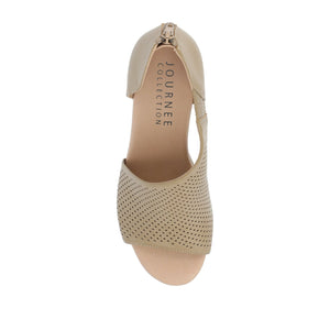 ARETHA WEDGE HEEL SANDALS IN VEGAN LEATHER - Tan PU