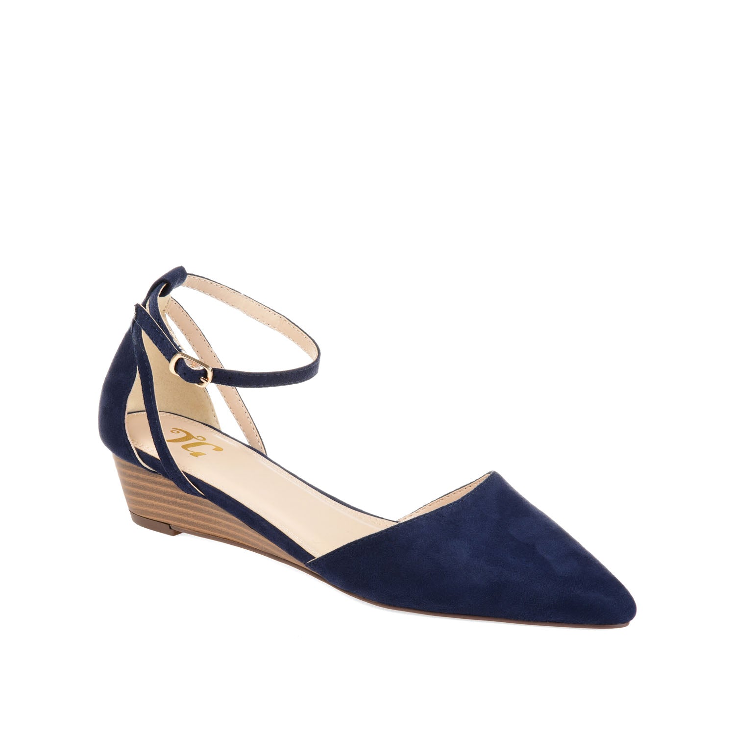 ARKIE D'ORSAY WEDGE HEELS IN FAUX SUEDE - Blue