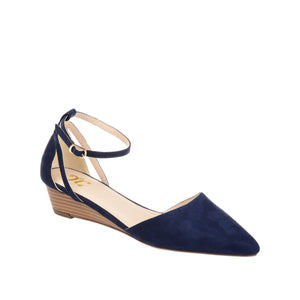 ARKIE D'ORSAY WEDGE HEELS IN FAUX SUEDE - Blue