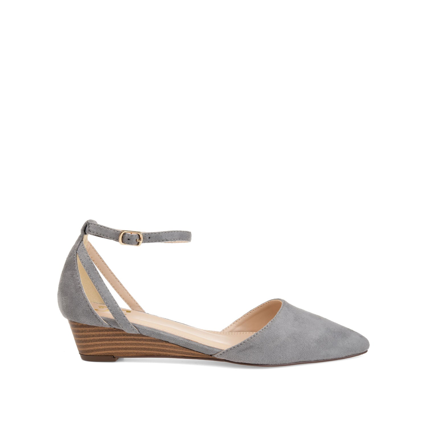 ARKIE D'ORSAY WEDGE HEELS IN FAUX SUEDE - Grey