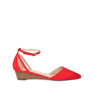ARKIE D'ORSAY WEDGE HEELS IN FAUX SUEDE - Red