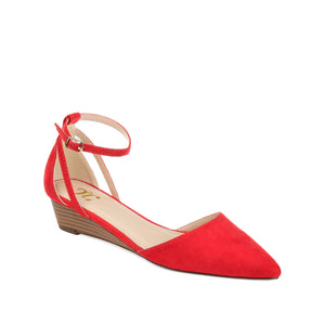 ARKIE D'ORSAY WEDGE HEELS IN FAUX SUEDE - Red