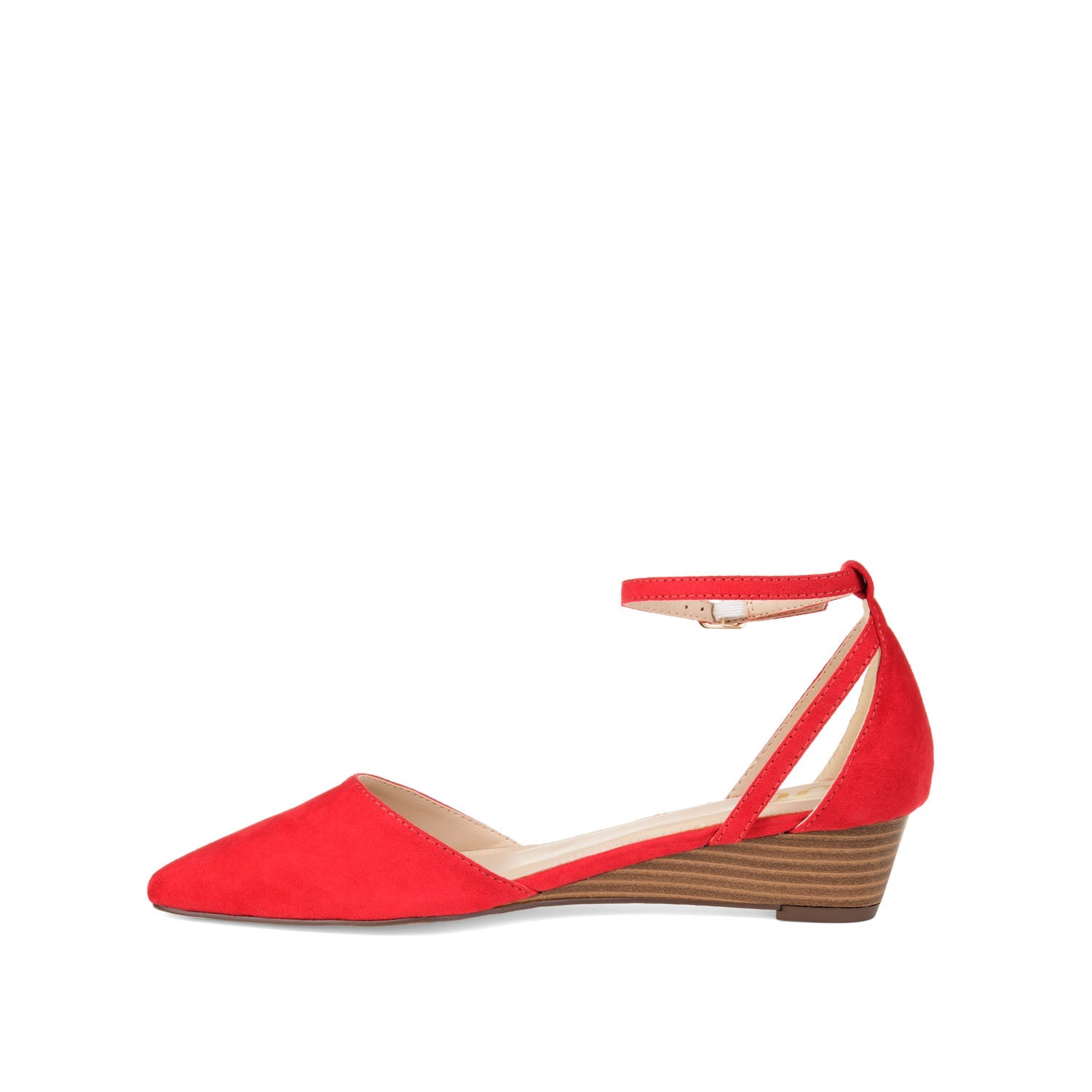 ARKIE D'ORSAY WEDGE HEELS IN FAUX SUEDE - Red