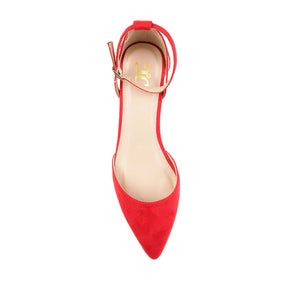 ARKIE D'ORSAY WEDGE HEELS IN FAUX SUEDE - Red