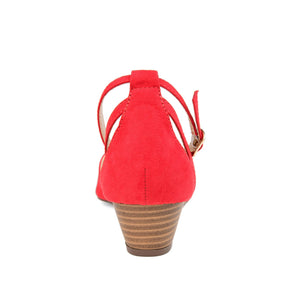 ARKIE D'ORSAY WEDGE HEELS IN FAUX SUEDE - Red