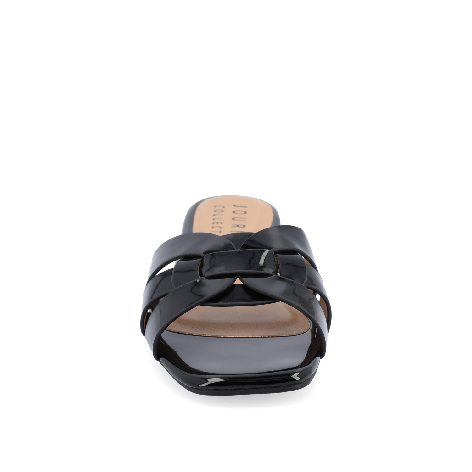 ARRINA BASIC PATENT SLIDE SANDALS IN WIDE - Black Patent