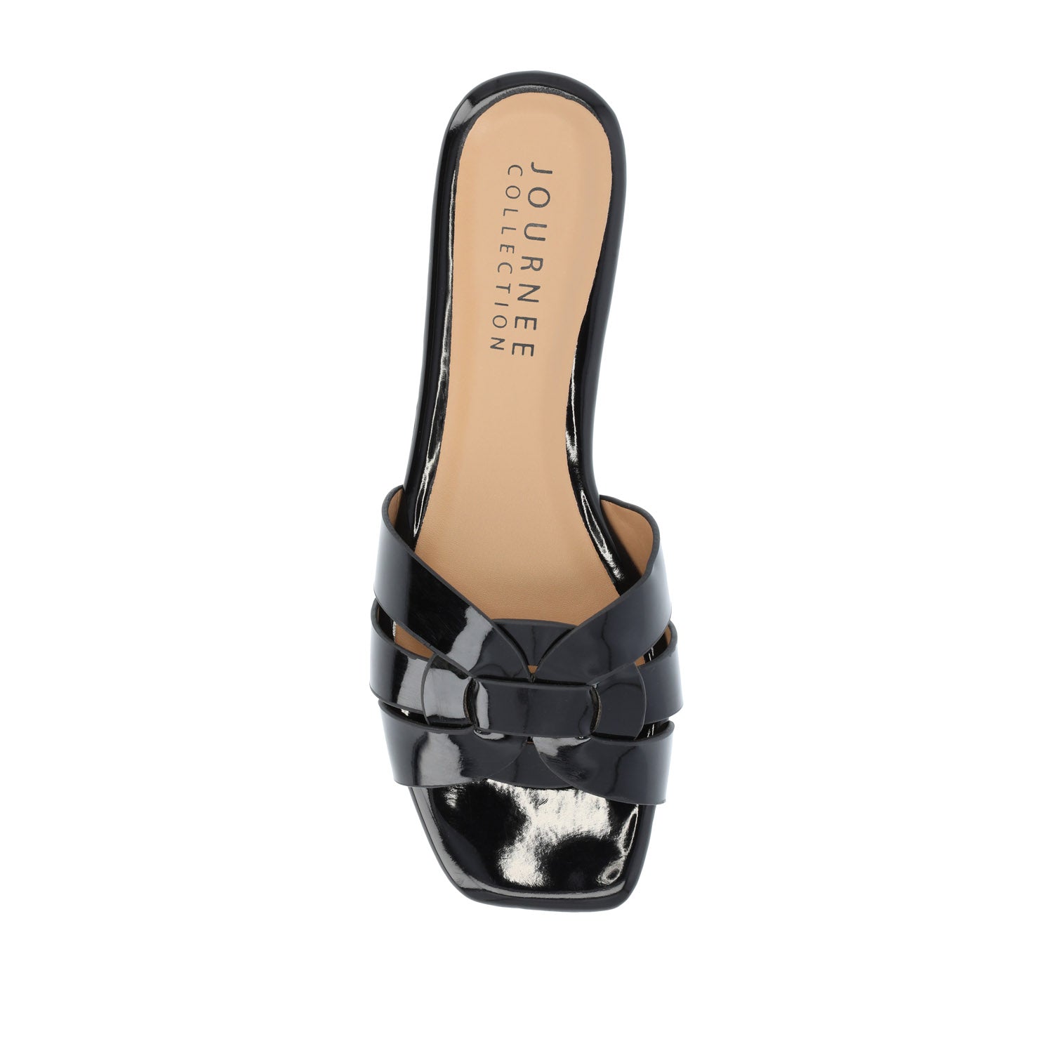 ARRINA SLIDE SANDALS IN BASIC PATENT - Black Patent