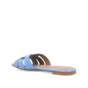 ARRINA SLIDE SANDALS IN STATEMENT PATENT - Blue Patent