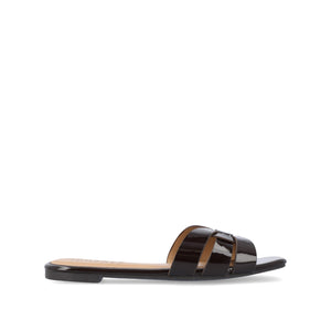 ARRINA BASIC PATENT SLIDE SANDALS IN WIDE - Brown Patent