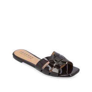 ARRINA SLIDE SANDALS IN BASIC PATENT - Brown Patent