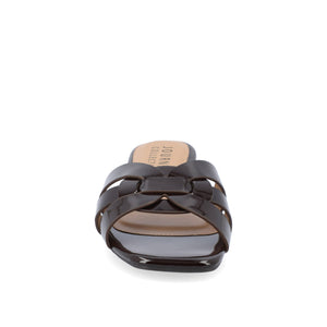 ARRINA BASIC PATENT SLIDE SANDALS IN WIDE - Brown Patent