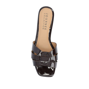 ARRINA BASIC PATENT SLIDE SANDALS IN WIDE - Brown Patent