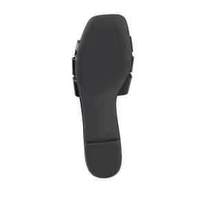 ARRINA BASIC PATENT SLIDE SANDALS IN WIDE - Brown Patent