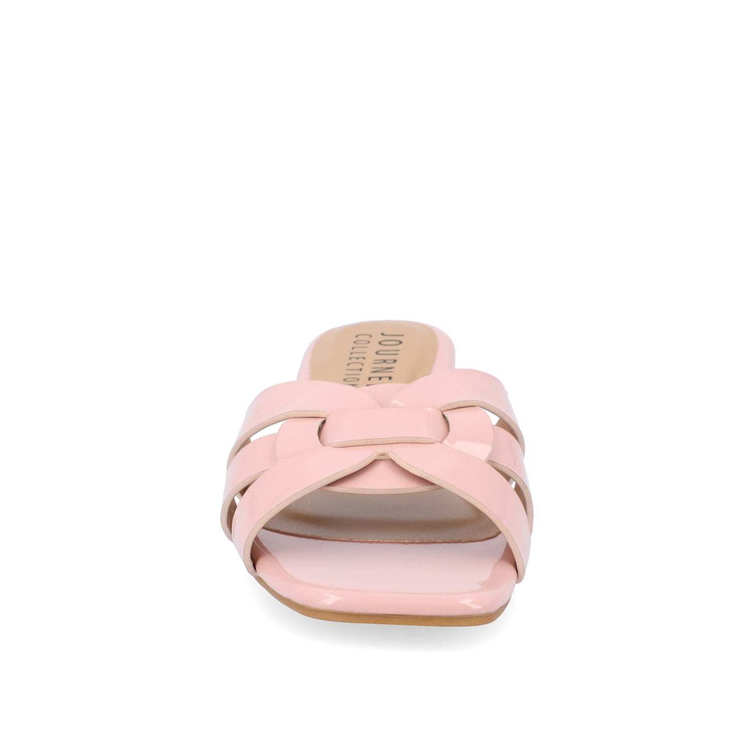 ARRINA SLIDE SANDALS IN STATEMENT PATENT - Blush Patent