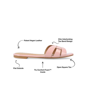 ARRINA STATEMENT PATENT SLIDE SANDALS IN WIDE - Blush Patent