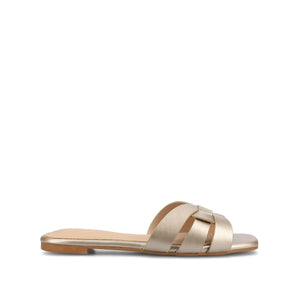 ARRINA SLIDE SANDALS IN BASIC PATENT - Champagne PU