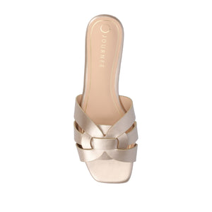 ARRINA SLIDE SANDALS IN BASIC PATENT - Champagne PU