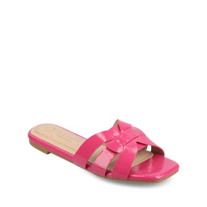 ARRINA SLIDE SANDALS IN STATEMENT PATENT - Hot Pink Patent