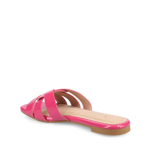 ARRINA STATEMENT PATENT SLIDE SANDALS IN WIDE - Hot Pink Patent