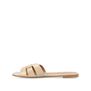 ARRINA BASIC PATENT SLIDE SANDALS IN WIDE - Nude Patent