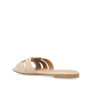 ARRINA BASIC PATENT SLIDE SANDALS IN WIDE - Nude Patent