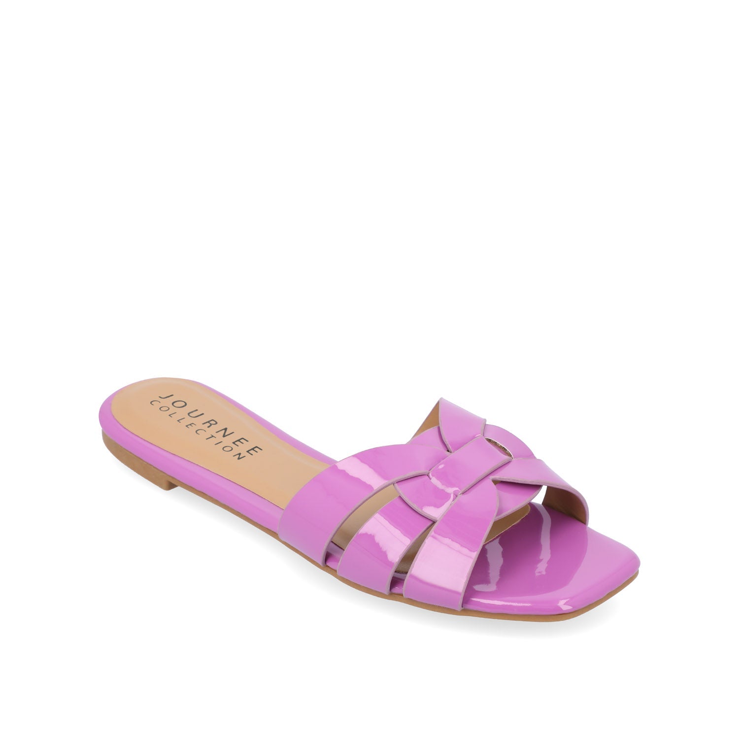 ARRINA SLIDE SANDALS IN STATEMENT PATENT - Purple Patent