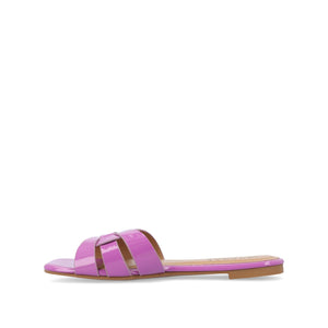 ARRINA STATEMENT PATENT SLIDE SANDALS IN WIDE - Purple Patent
