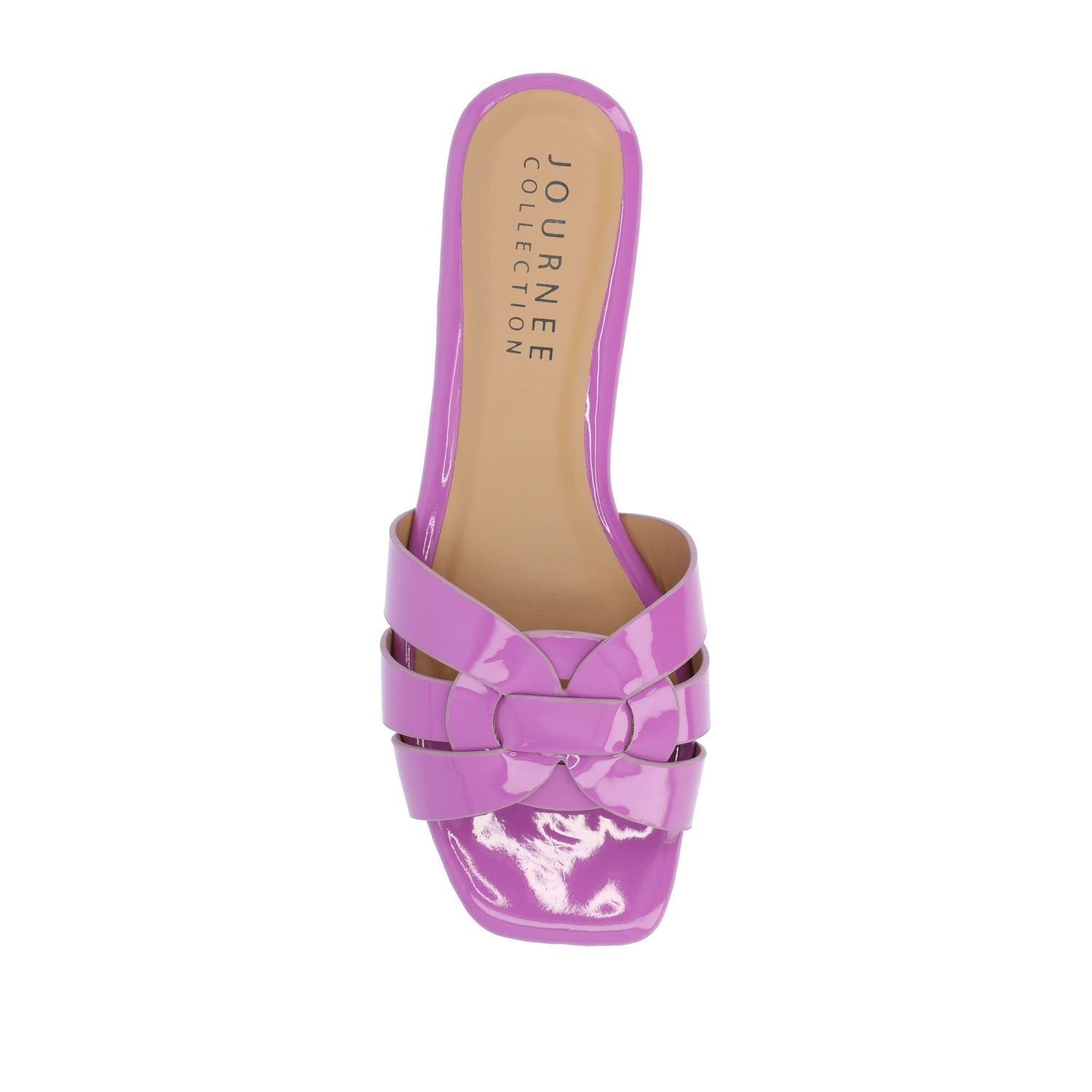 ARRINA STATEMENT PATENT SLIDE SANDALS IN WIDE - Purple Patent