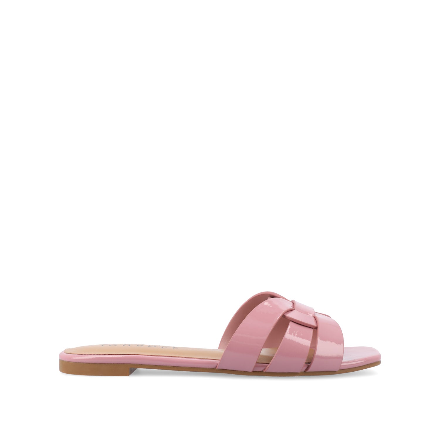 ARRINA SLIDE SANDALS IN STATEMENT PATENT - Rose Patent