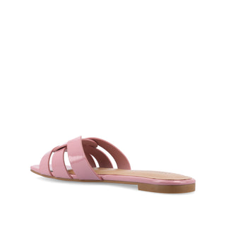 ARRINA STATEMENT PATENT SLIDE SANDALS IN WIDE