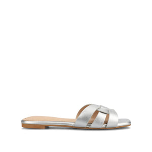 ARRINA SLIDE SANDALS IN BASIC PATENT - Silver PU