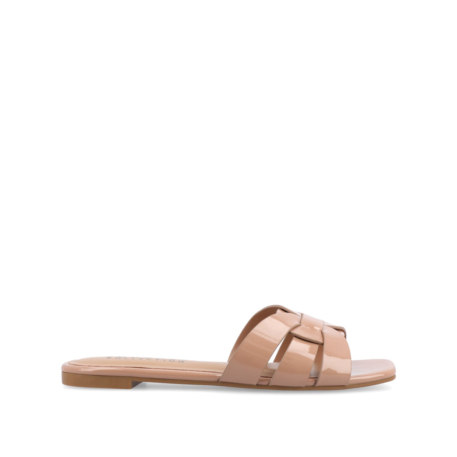 ARRINA SLIDE SANDALS IN BASIC PATENT - Taupe Patent