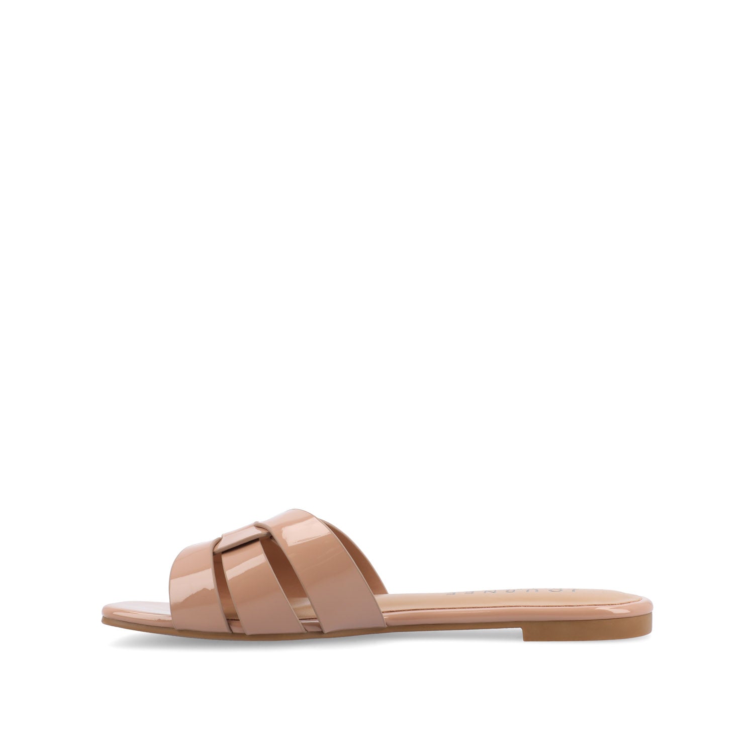 ARRINA BASIC PATENT SLIDE SANDALS IN WIDE - Taupe Patent