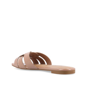 ARRINA SLIDE SANDALS IN BASIC PATENT - Taupe Patent