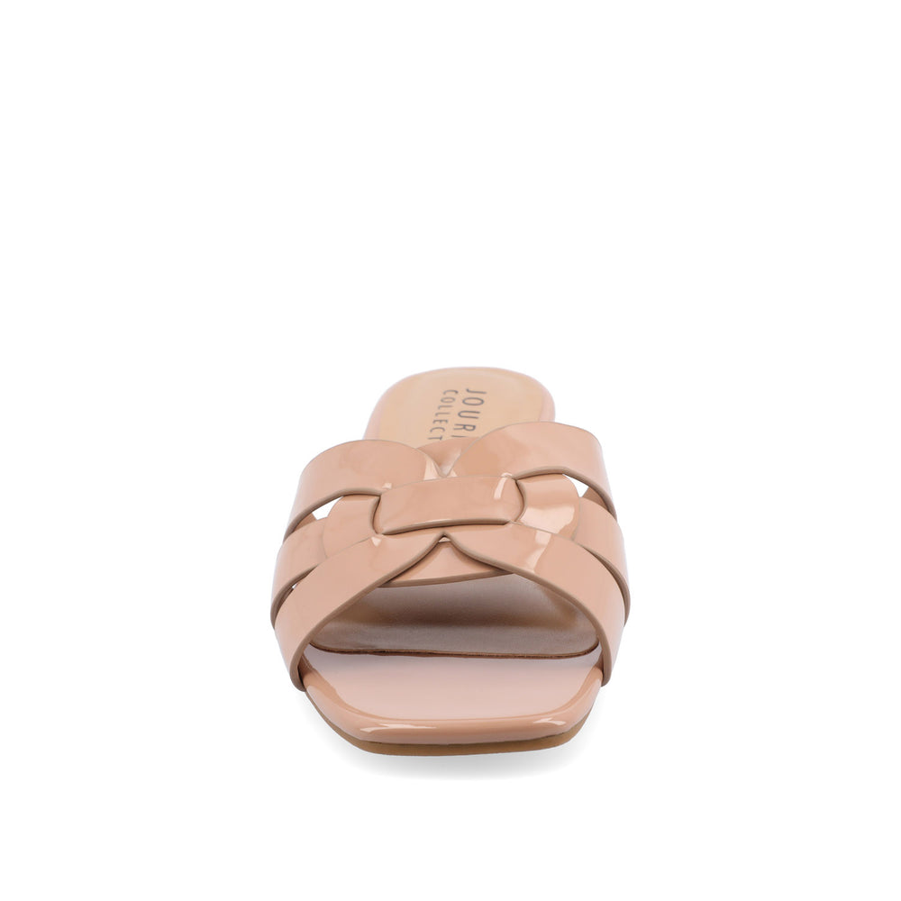 ARRINA SLIDE SANDALS IN STATEMENT PATENT