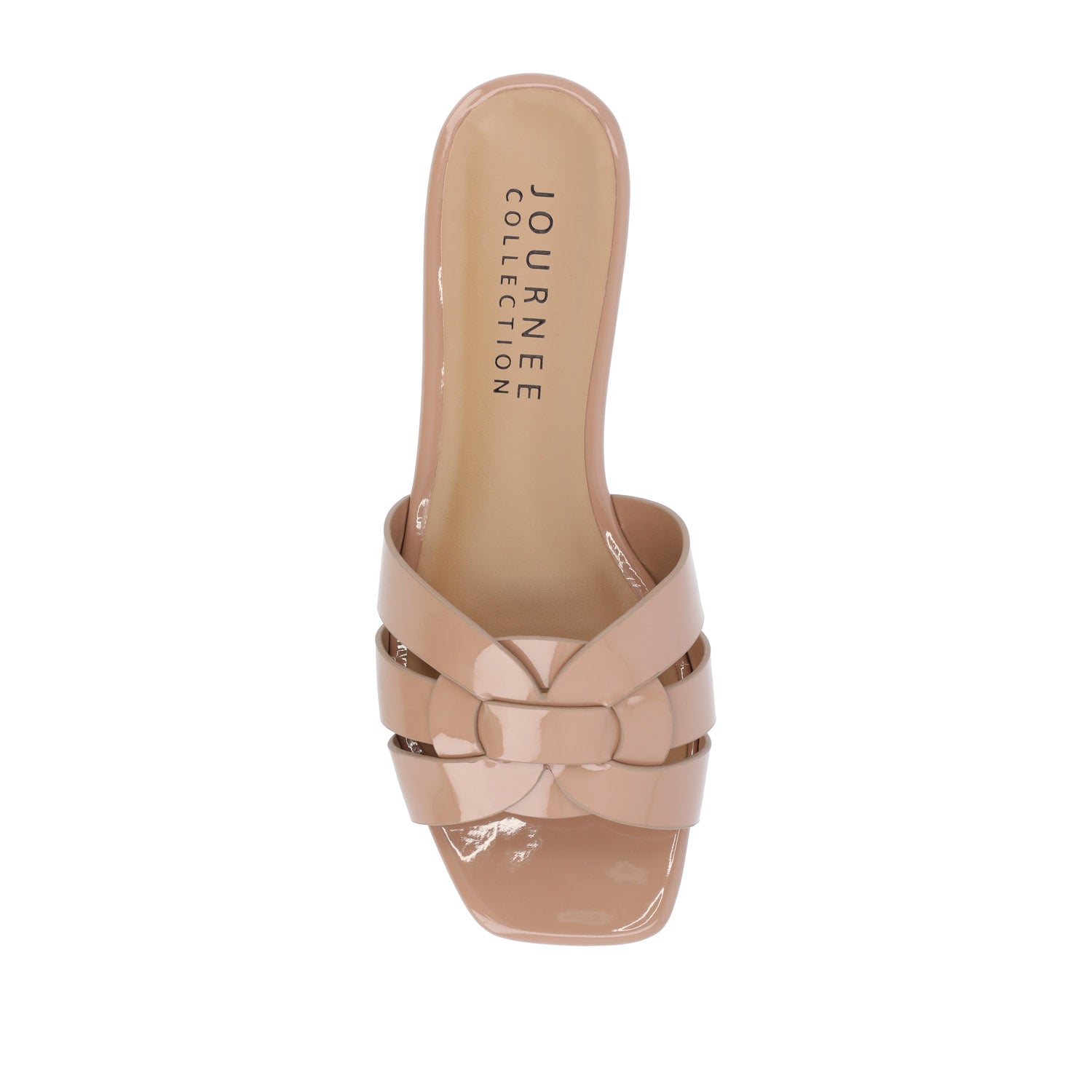 ARRINA BASIC PATENT SLIDE SANDALS IN WIDE - Taupe Patent