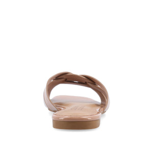 ARRINA BASIC PATENT SLIDE SANDALS IN WIDE - Taupe Patent