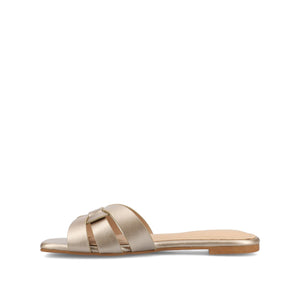 ARRINA BASIC PATENT SLIDE SANDALS IN WIDE - Champagne PU