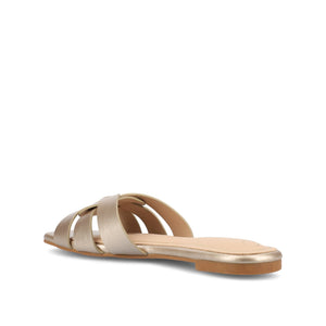 ARRINA BASIC PATENT SLIDE SANDALS IN WIDE - Champagne PU