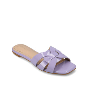 ARRINA STATEMENT PATENT SLIDE SANDALS IN WIDE - Lilac Patent