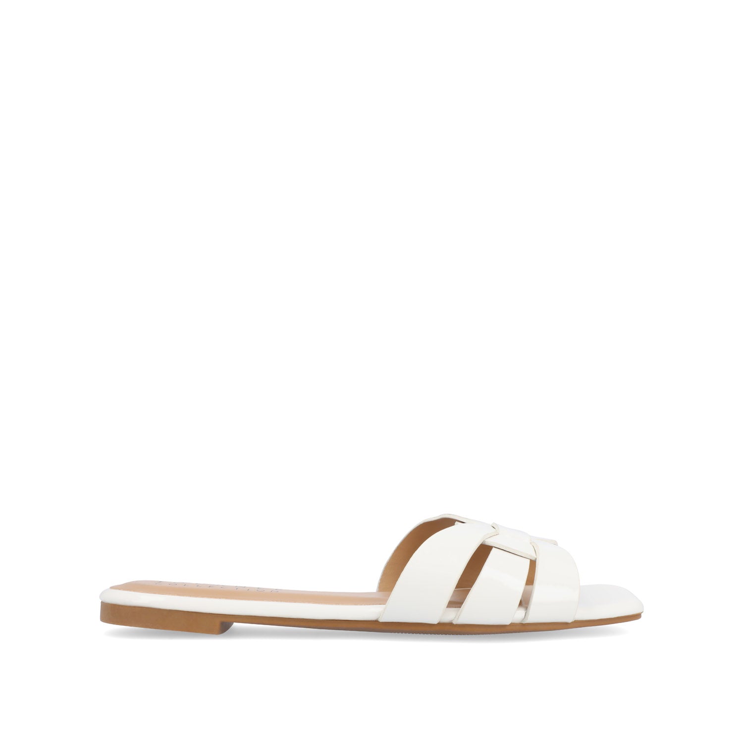 ARRINA SLIDE SANDALS IN BASIC PATENT - White Patent