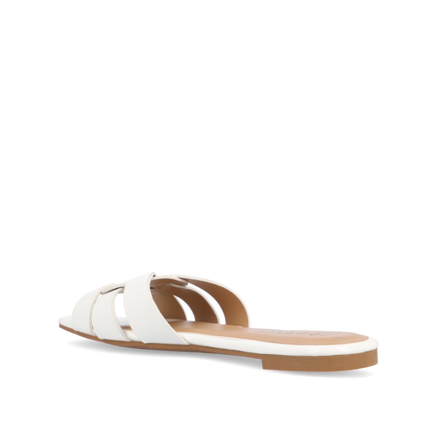 ARRINA BASIC PATENT SLIDE SANDALS IN WIDE - White Patent